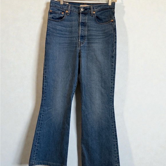 Levi's High Rise Ribcage Flare Blue Women's Jeans - Picture 3 of 8